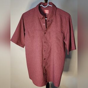 Mens Red Hook Lure Small Red Button Up Short Sleeve Shirt